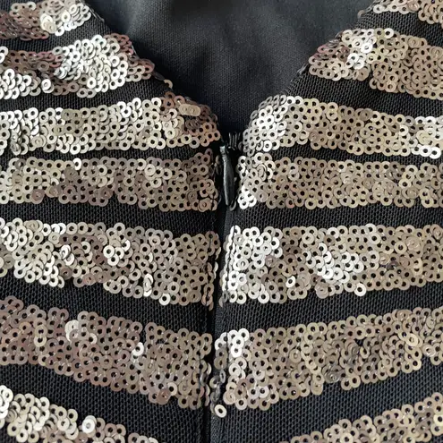 R & M Richards Geometric Metallic Sequin Sheath Dress