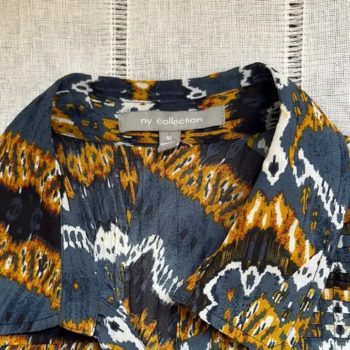 Ny Collection Y2k Women's Patterned Button Down Blouse.