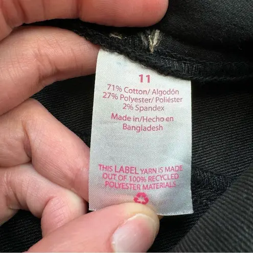 No Boundaries NOBO  Women's Box Pleat Black Denim Mini Jean Skirt 11 Zip Zipper