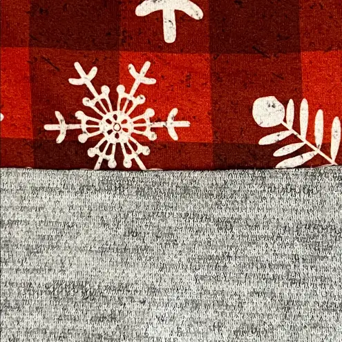 Grey Buffalo Plaid Snowflake Hooded Sweater Size 2XL Gray