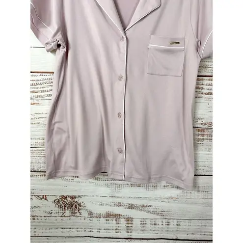 BCBGMAXAZRIA  Women's Button Short Sleeve Pajama Sleep Shirt Dusty Pink Medium