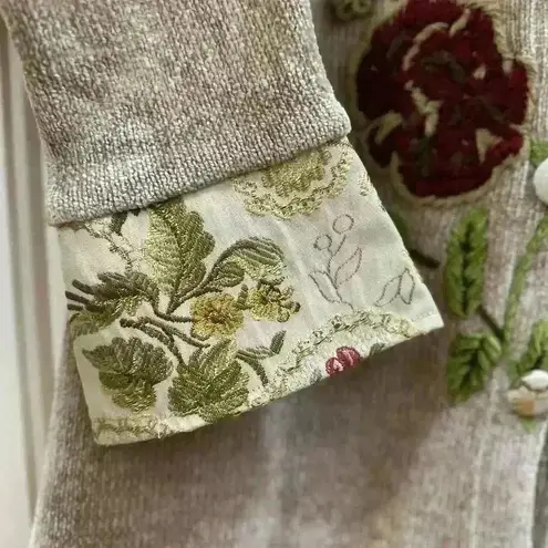 Soft Surroundings vintage chenille embroidered brocade bell sleeve cardigan Sz M