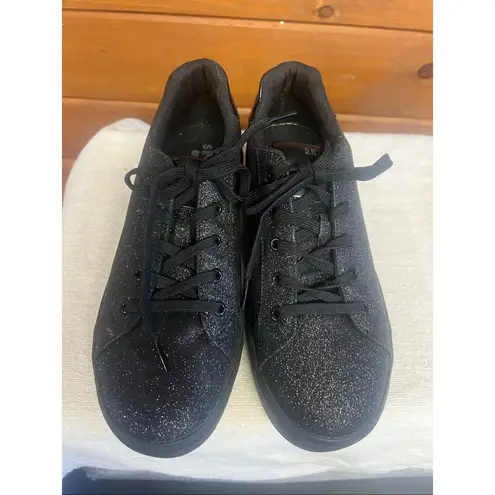 Skechers  Plateau Glitter Platform Lace-Up "Fairy Dusted" sneakers Black Sz 9 NWO