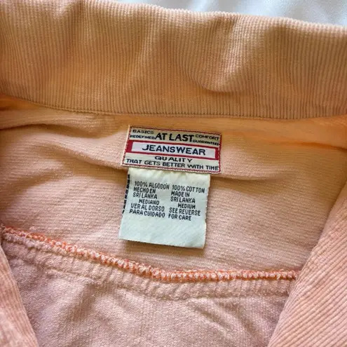 VTG 1980s Jean Jacket Women Small Corduroy Collar Barn Coat Coral Orange Y2K 90s