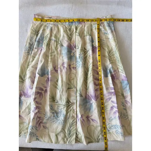 VTG Alfred Dunner Pleated Floral Midi Skirt Pastel Cottagecore French Girl SZ 12