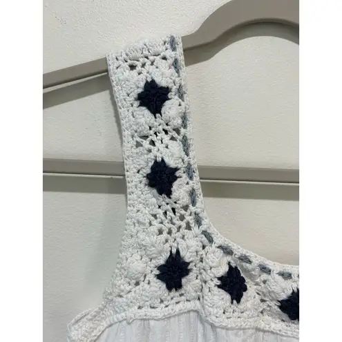 Lucky Brand  peasant boho dress size XS white cotton crochet straps