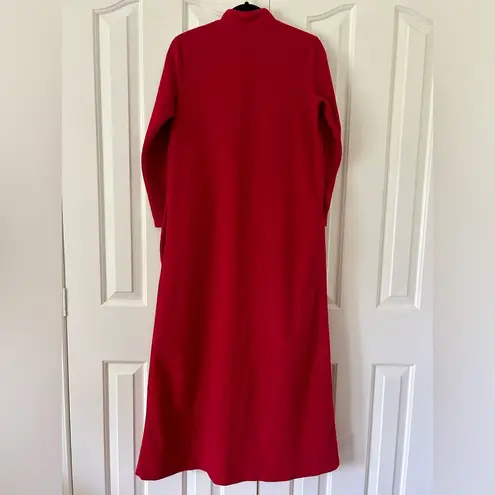 Vanity Fair Vintage Kayser - Womens Red Velour - Zip Front Robe - Long Sleeves - Size Medium