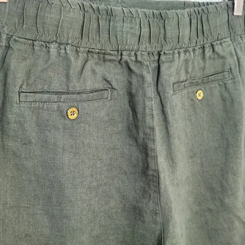 Ellen Tracy Company by Olive Green Linen Shorts Size Large Linen Pull-on Shorts