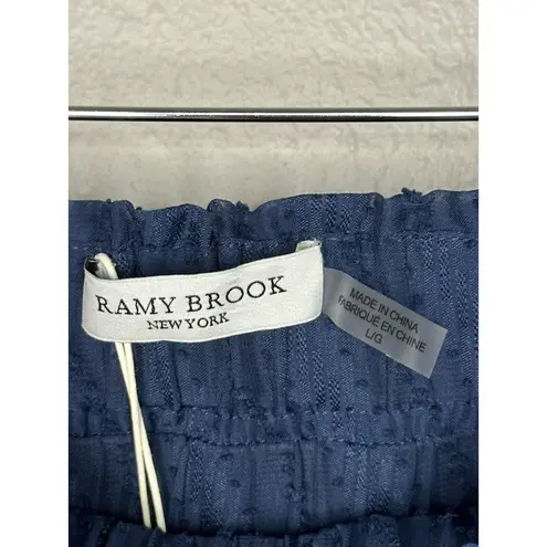 Ramy Brook Caden Skirt Textured Tiered Mini Navy Blue Elastic Waist Sz Large NEW