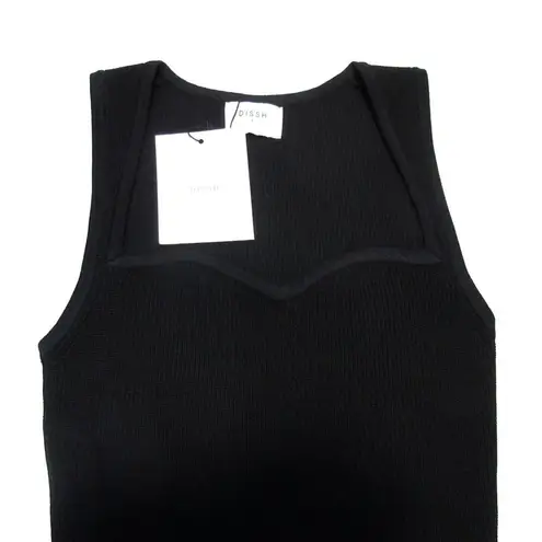 Dissh NWT Fleur Midi in Black Stretch Ribbed Knit Tank Dress S