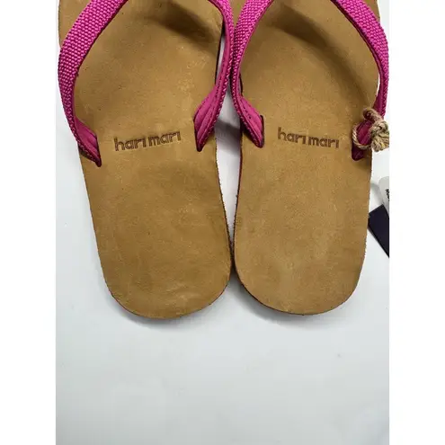 NWOB Hari Mari Womens Flip Flops Thong Slip On Scouts II Berry/Tan Leather Red Size 8