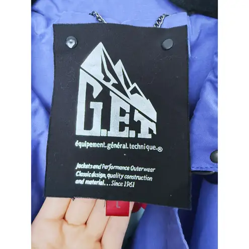 Vintage G.E.T Trench Coat Belted Rain Jacket Shell Purple Large Utility Gorpcore Blue