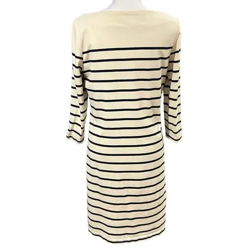 J. McLaughlin Sylvie Breton Stripe Dress Size M White Blue Coastal Prep Nautical