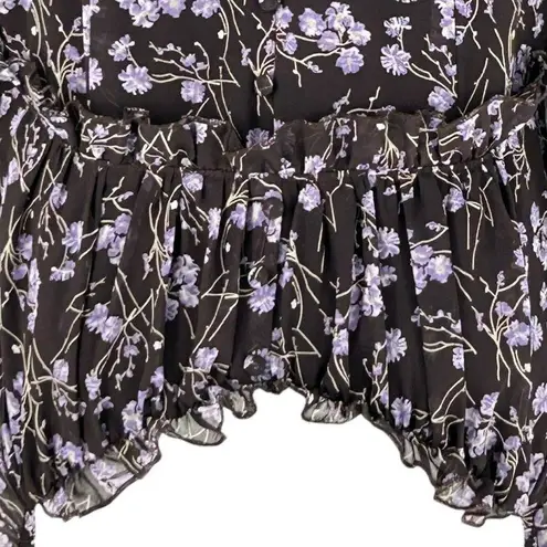 143 Story By Line Up Sz M Floral Maxi Brown Lavendor Front Slit Dress