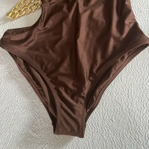 L'Agence L’AGENCE Ava Cutout Chain One-Shoulder Underwire One Piece Swimsuit,Small, $275