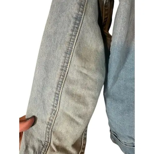 Design Lab Lord & Taylor Light Blue Patch Streetwear Denim Jean Jacket Women Med