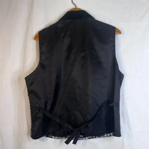 Hunt Club Tweed Plaid Sleeveless Vest Velvet Collar Size 14 Classic Preppy Layer