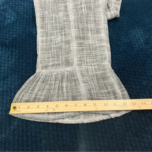 Soft Surroundings Petite Raleigh Gray Gauze Cotton Wide Leg Flounce Hem Pants M