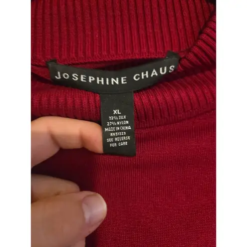 Josephine Chaus XL Red Cardigan, Silk Blend Stretch Sweater Lightweight Cardigan