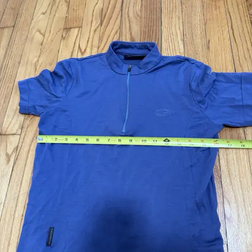Icebreaker New Zealand Merino Wool Blue Quarter Zip Short Sleeve Top Small