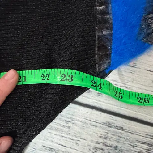 Vintage 80s Mike Korwin Batwing Sweater Black Blue Metallic Dolman Sleeve 6