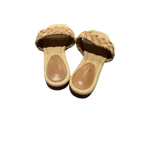 Schutz Womens Ayla Tan Woven Square Toe Slide Sandals Shoes size 7