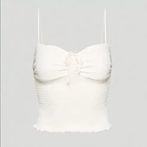 Aritzia Wilfred Ballet Camisole Top White Shirred Smocked Chiffon Size XS Tank