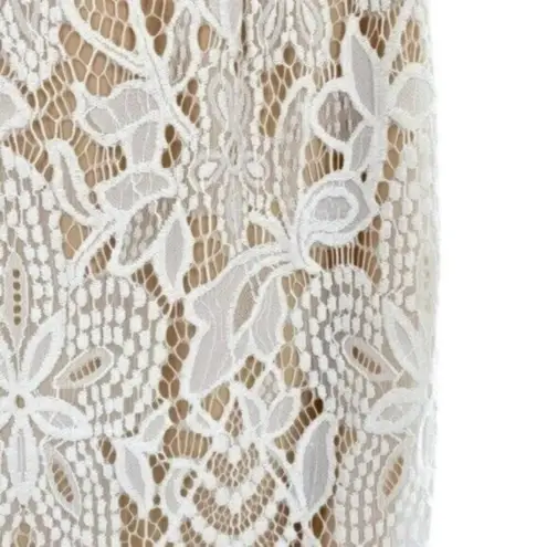 Women’s Ivory Floral Mesh Lace Overlay Mini Skirt Coquette White