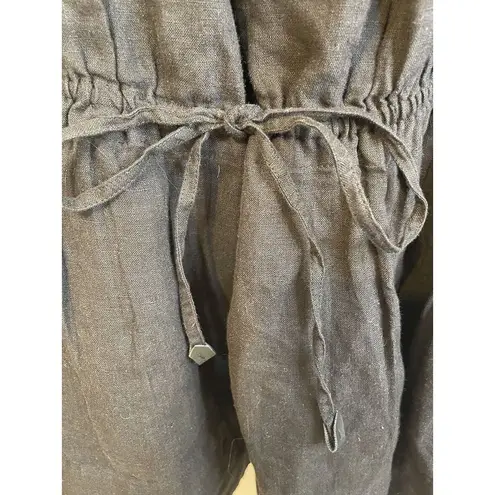 Brochu Walker Dress St. Tropez Onyx Black Linen Dropped Waist Size M Resort