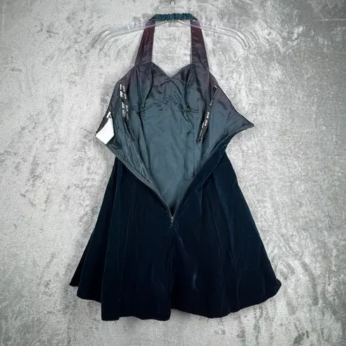 Zum Zum Dress Womens 3 4 Green Taffeta Shimmer Halter Formal 90s Y2K Vintage Size undefined