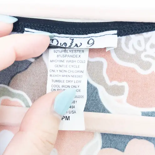 Y2K Only 9 Womens Babydoll Top Size M Petite Black Orange Floral Retro Indie