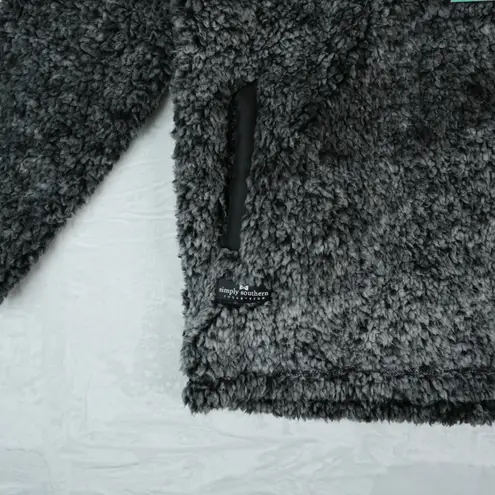 Simply Southern  Sherpa Fleece Womens M Faux Fur Fair Isle Quarter Zip Pullover