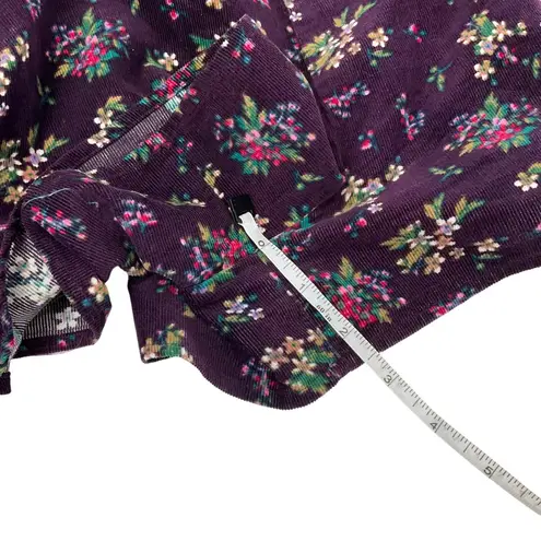 Free People  Violet Visions Floral Romper Ruffle Sleeves Button Front M corduroy