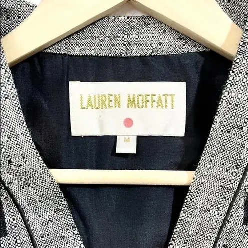 Lauren Moffatt Silk Wool Blend Square Pattern Top Gray Size M