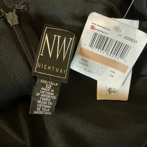 Black Backless Beaded Thigh Slit Evening Gown Size 12 Nightway Long Formal Dress