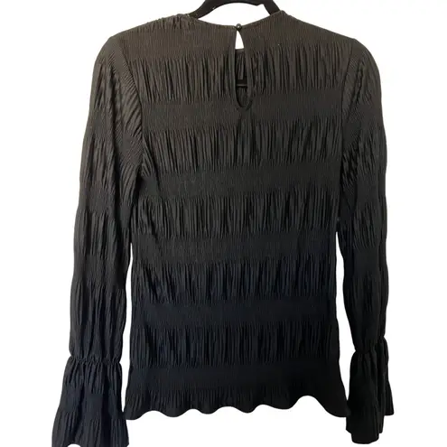 Prologue  Women's Black Ruffle Long Sleeve Crinkle Blouse - Size Medium - NWT