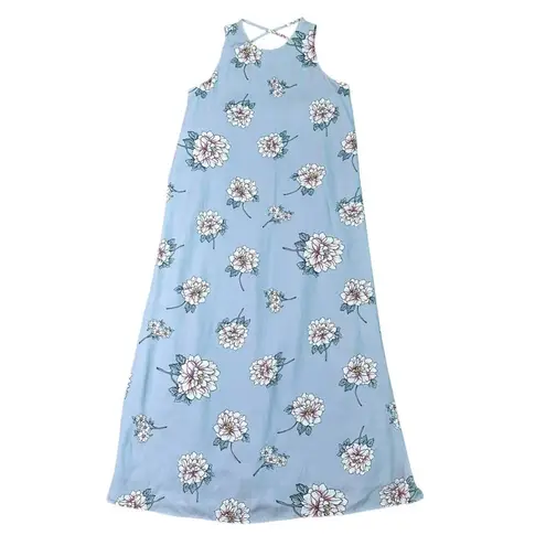 J.O.A. Los Angeles Grey Blue Floral Dress Shift Open Back Lightweight Med NWT