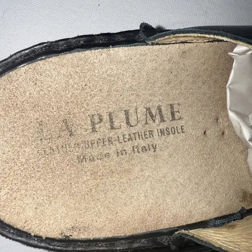 La Plume Italian Leather Black Woven Minimalist Clogs Mules US 7.5