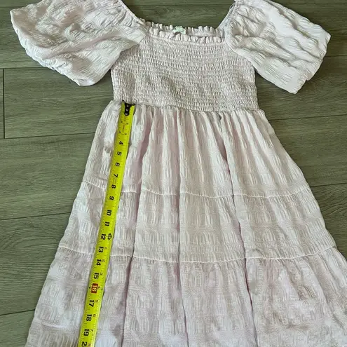 Mittoshop Pink Smocked Sundress with Puff Sleeves