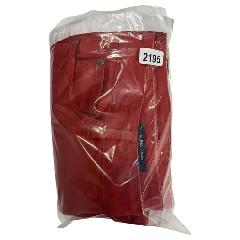 NYDJ Jeans Womens 14 Red Alina Ankle Denim Frayed Hem Lift Tuck Technology