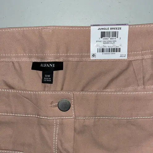 Alfani Plus NWT Size 22W Naked Clay Pink/Tan Jungle Breeze Straight Ankle Pant