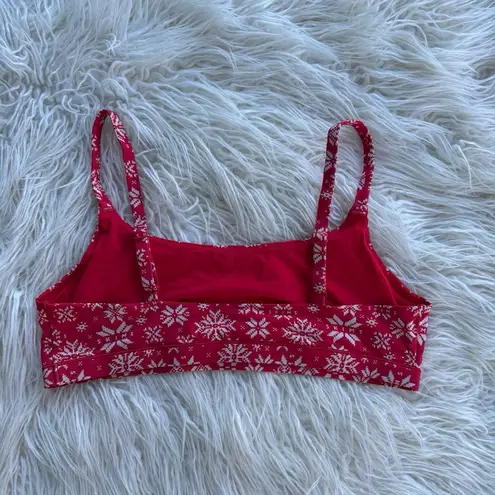 SKIMS Fits Everybody Scoop Bralette Red Snowflake Fair Isle Size XL - Image 6