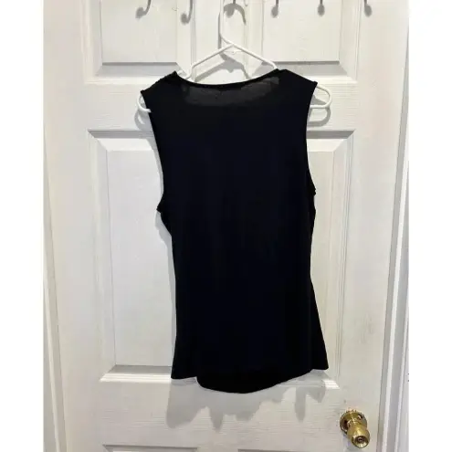 Three Dots Vintage  Viscose Black Drape Front Blouse Top Size‎ Large Made In USA