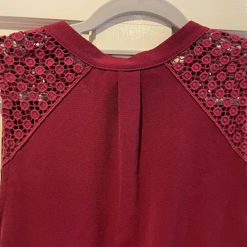 Alya  Boho Peplum Sleeveless Blouse Burgundy Red Women’s Size Small