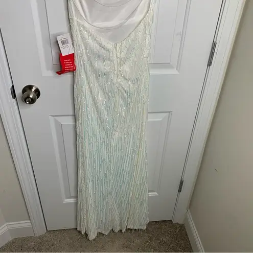 B Darlin  white fringe sequin slit front maxi dress homecoming prom bridal shower