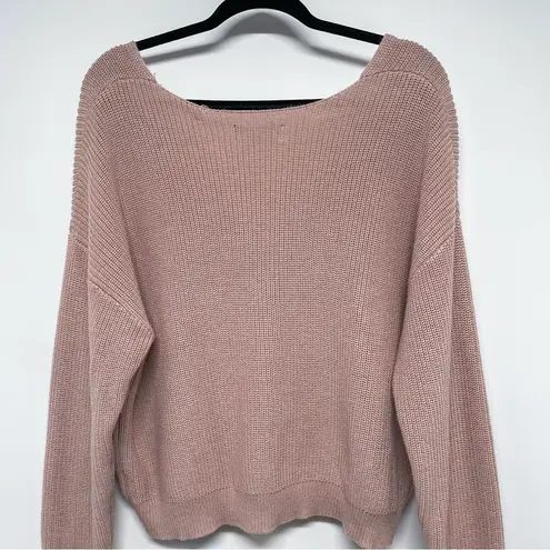 Lulus Feel It Still Taupe Knit Sweater Top Oversized Slouchy Large V