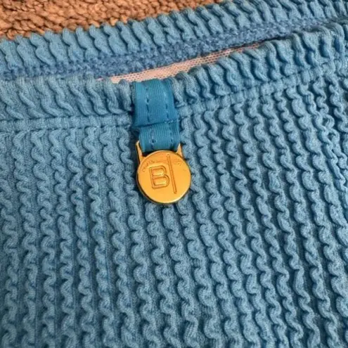 Bleu Rod Beattie Malibu Blue 90's Hi Waist Textured Bikini Bottom Size 4 NWOT