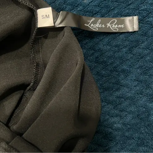 Locker Room Satin Black Adjustable Hem Relaxed Straight Leg Pleated Pull