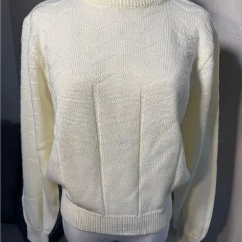 Vintage 1980s Country Suburbans Cream Chevron Knit Sweater size large acrylic