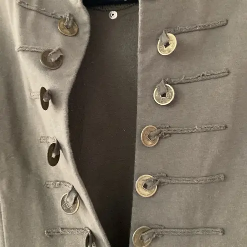 Neon Buddha Sage Green Cotton Stretch Coin Jacket Pockets Comfort Bohemian Small